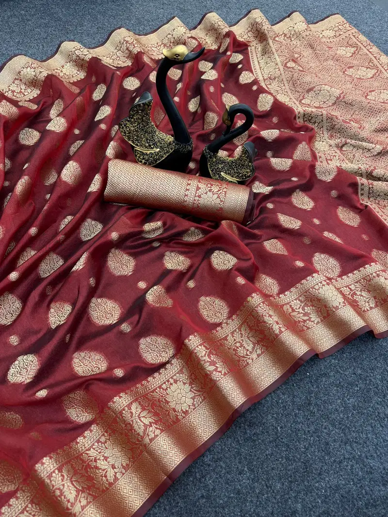 SF 741 Orgenza Silk Weaving Designer Sarees Wholesale Shop In Surat
